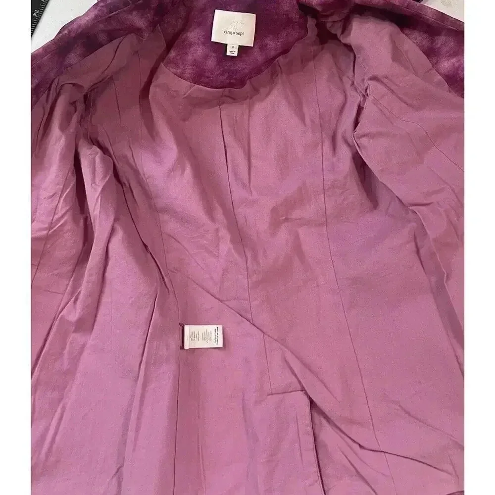 CINQ A SEPT Khloe Blazer 3/4 Sleeve Tie Dye Jacket Womens Size 0 - Picture 13 of 13